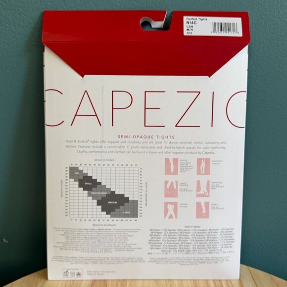 Girls Capezio Hold & Stretch Footed Tights N14C Semi-Opaque M/S LSN Light Suntan - Picture 3 of 3